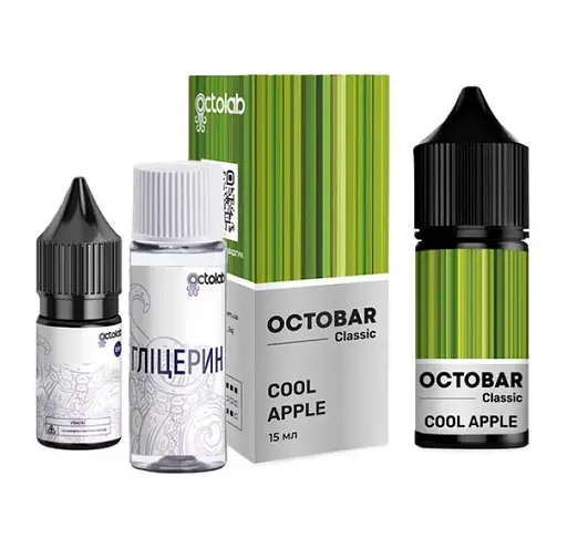 Набор компонентов для самозамеса солевой заправки Octobar Classic 30мл Cool Apple Зеленое Яблоко Айс, 0-50 мг (18290)