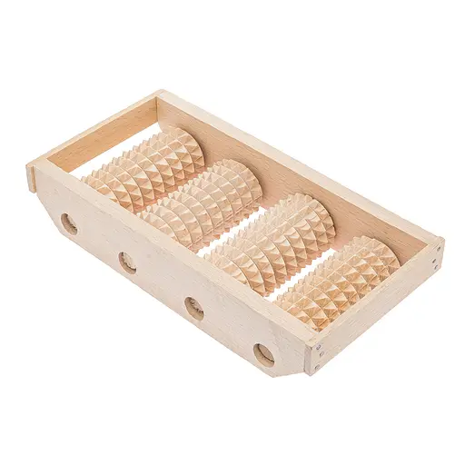 Масажер для ніг дерев'яний зубчастий на 4 ролики для однієї ноги 25х12.5х5 см, Woodly 84981 - фото 2