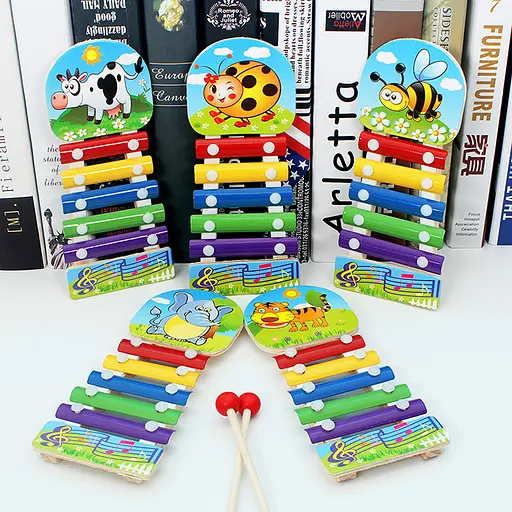 Ксилофон WToys, 18904, дерев’яна основа, 5 металевих пластин, молоточки (В асортименті) - фото 2