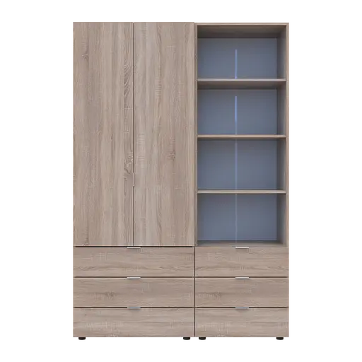 Шафа для одягу Doros Гелар Дуб сонома 2ДСП з пеналом 137.5х49.5х203.4 (42005180) - фото 4