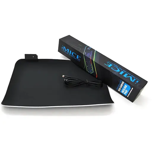 Коврик 250 * 350 для миші iMICE PD-04 тканевий з боковою прошивкою, товщина 4 мм, RGB, під USB- вихід, Color Box