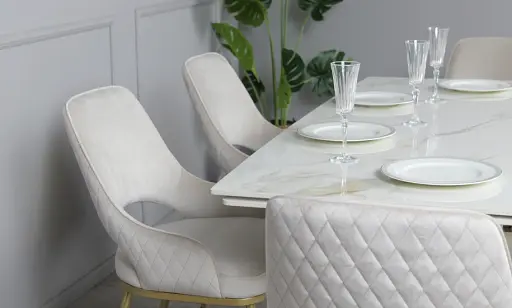 Стіл Рим обідній розкладний білий глянець 1800/2600x900x750 ноги шампань - фото 18