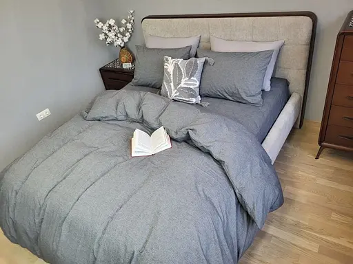 Комплект постельного белья Washed Cotton из вареного хлопка графит Graphite - двуспальный - фото 7