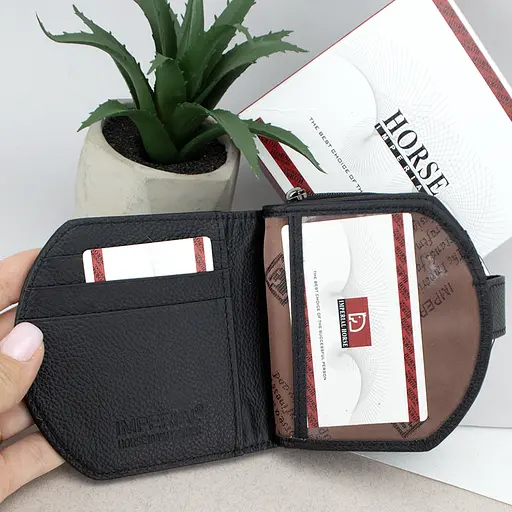 Гаманець жіночий шкіряний маленький Horse Imperial 001B чорний - фото 5