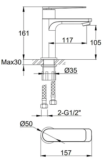 Змішувач для умивальника Kohlman Wexpo chrome QB100W Хром - фото 2