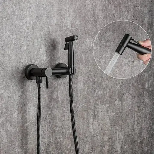 Змішувач для гігієнічного душу зовнішнього монтажу 150 мм Frap F7503-6, чорний, Чорний матовий - фото 2