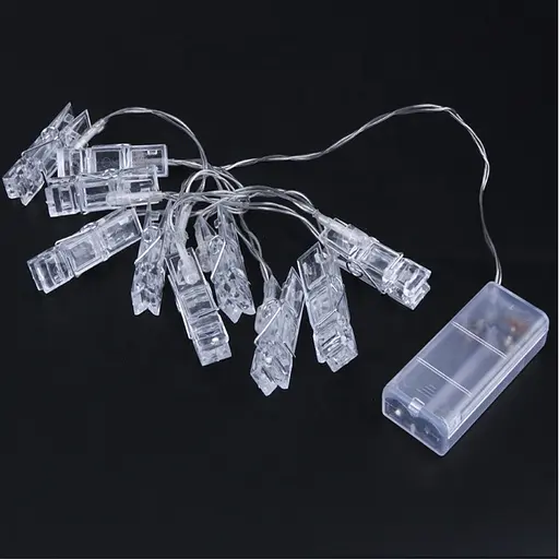 Светодиодная гирлянда One Led прищепки для фото 10 led батарейка 2 шт оптом - фото 2