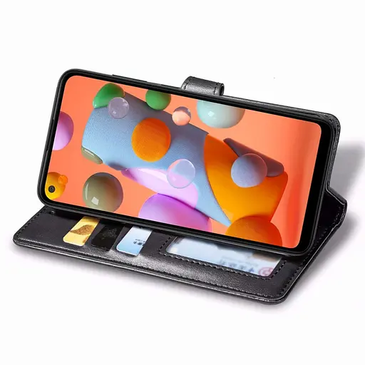 Кожаный чехол-книга GETMAN Gallant (PU) для Samsung Galaxy A11 Черный - фото 4