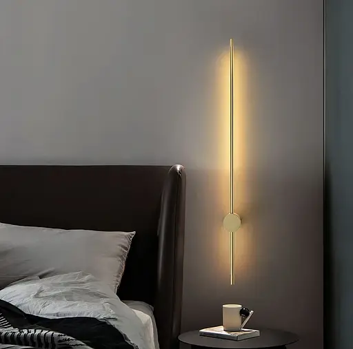 Сучасне лінійне бра в латунному каркасі довжиною 60 см Line F Арт. WJ014/600 AB - фото 3