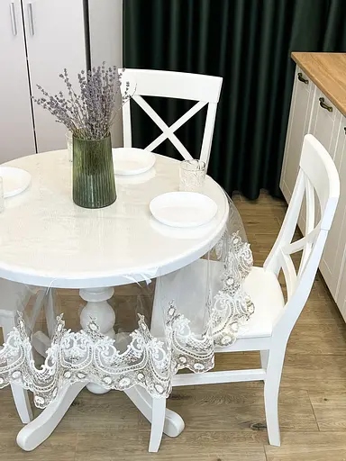 Силиконовая скатерть с бело-кофейным кружевом Арка Elit 290х160 см - фото 6