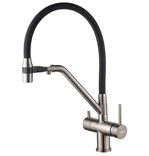 Смеситель для кухни на две воды с гибким изливом Koer KB-72006-07 KR3382 Графит - фото 1