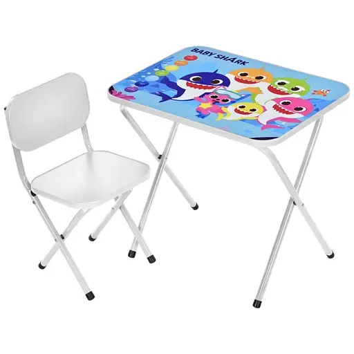 Детский столик Bambi M 5960-1 Baby Shark складной со стульчиком белый