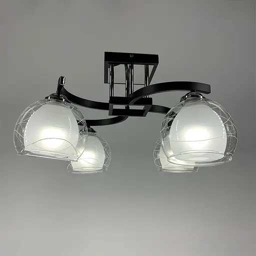 Стельова люстра в чорному корпусі на 4 подвійних плафони Line.F 51098/4 - фото 5