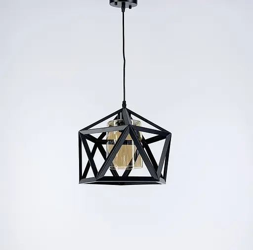 Світильник лофт у каркасі чорного кольору | Line F | Арт. 12203/1 BK+AM - фото 1