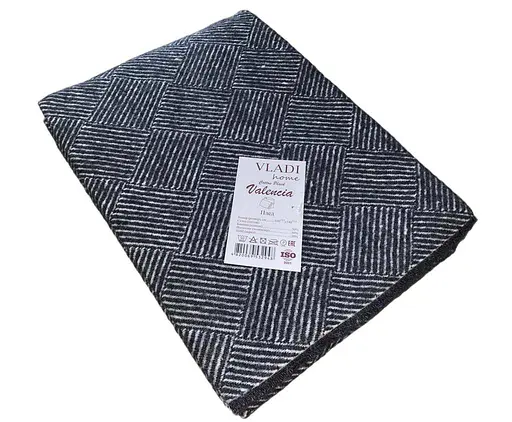 Плед бавовняний Vladi Валенсія Паркет 100х140 біло-темно-сірий - фото 1