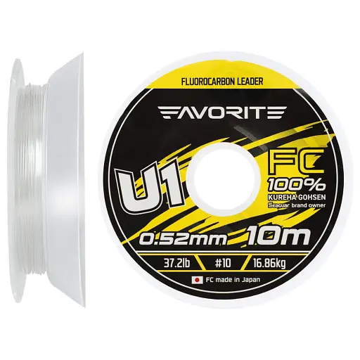 Флюорокарбон Favorite U1 FC 10 м 10/0.52 мм 37.2 lb/16.86 кг