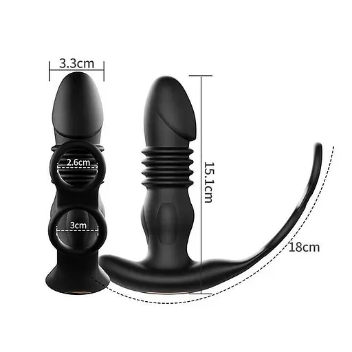 Смарт анальный вибратор, массажер простаты с эрекционными кольцами на пенис и поступательными движениями - фото 8