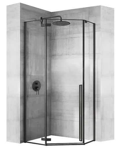 Душова кабіна Rea Diamond 90x90 black mat REA-K5622, Чорний матовий, Універсальна, прозорий - фото 1