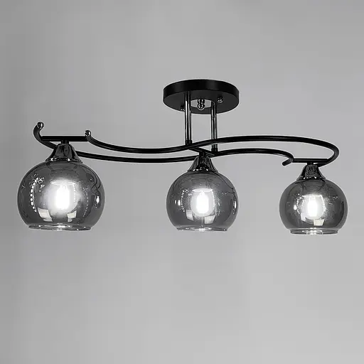 Современная люстра в черном корпусе на 3 графитовых плафона Line.F 11585/3D - фото 2