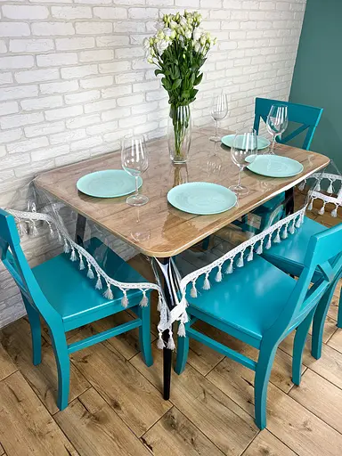 Скатерть силиконовая с белой бахромой 260х130 см - фото 9