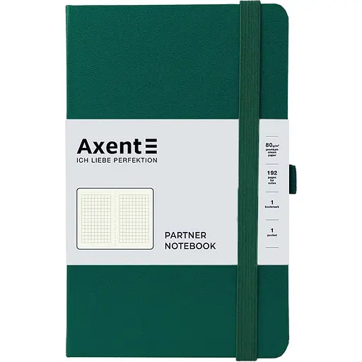 Книга записна Axent Partner в клітинку 95x195 мм 96 аркушів зелений ліс (8301-61-A)