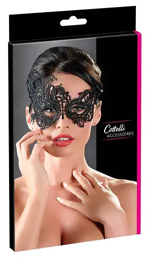 Мереживна маска Cottelli Accessoires Orion OS чорний - фото 4