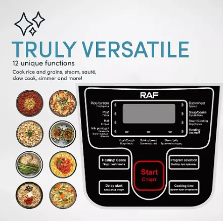 Багатофункціональна універсальна мультиварка RAF R.166 12 програм з антипригарним покриттям - фото 2