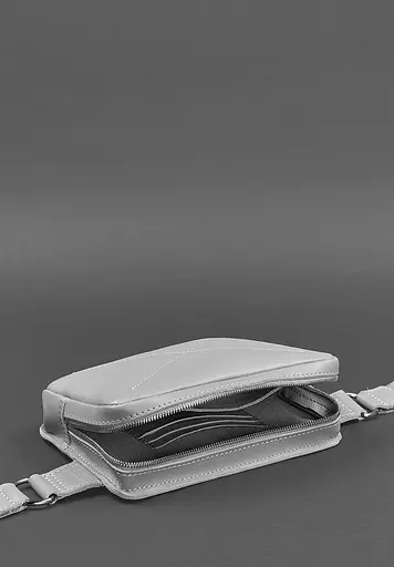 Шкіряна жіноча поясна сумка Dropbag Mini сіра - фото 6