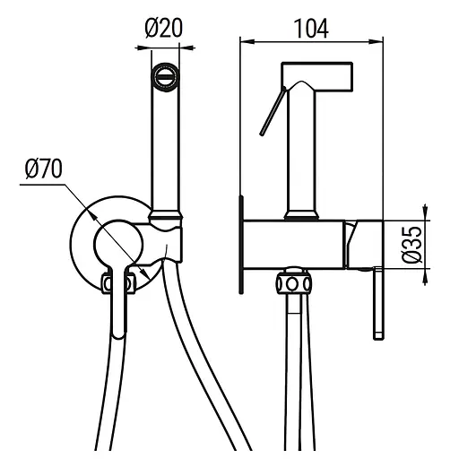 Гігієнічний душ прихованого монтажу Koer KB-23029-07 graphite KR5499, Графіт - фото 3