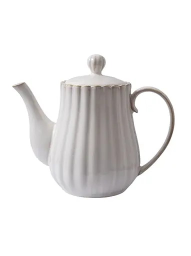 Керамический чайник Lene Bjerre белый рифленый вертикальный дизайн 1150 мл - фото 1