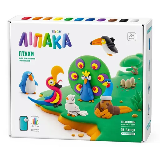 Меганабор пластилина "Птицы" ЛИПАКА 15013-UA01 самостоятельно затвердевает - фото 1