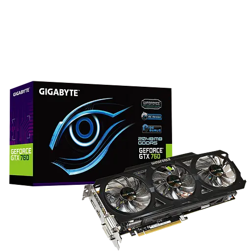 Відеокарта GeForce GTX 760 2GB Gigabyte WindForce OC rev.2.0 (GV-N760OC-2GD) Б/В