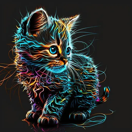 Набор для росписи по номерам Strateg Красочный маленький котенок на черном фоне 40х40 см (AV4040-18) - фото 1