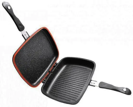 Сковорода гриль с антипригарным покрытием Edenberg EB-8138 двухсторонняя 32х25 см для стейков. - фото 1