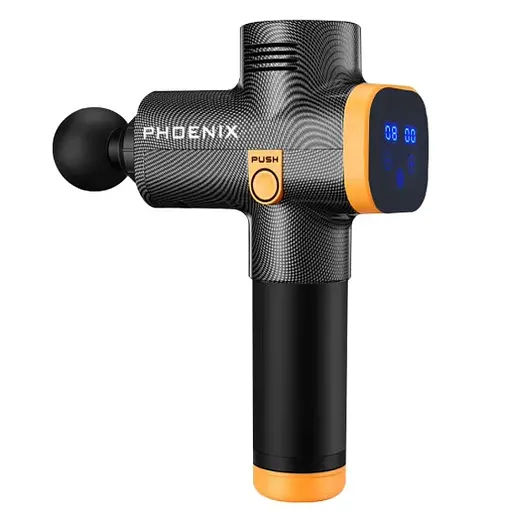 Массажный ударный пистолет триггерных точек Phoenix A2 (4 насадки) сенсорный Черный