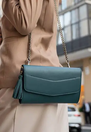 Шкіряна жіноча сумка Еліс зелена - фото 9