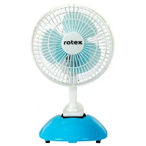 Настольный лопастный вентилятор от сети Rotex RAT06-E с прищепкой 2 скорости диаметр 15см 25Вт Белый / Голубой - фото 1