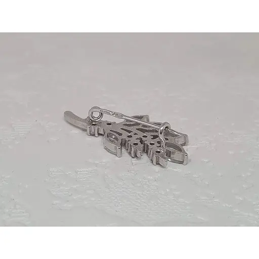 Срібна брошка Ірій з фіанітами. 9522 Рожевий (світлий)/Білий - фото 3