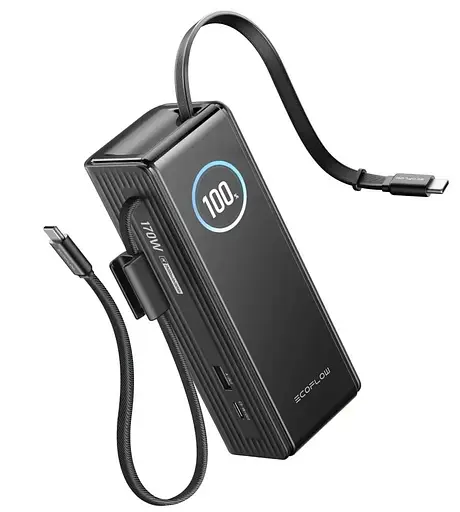 Павербанк EcoFlow RAPID Power Bank з кабелями Black 25 000 mAh / 170 Вт (EF-RAPID25K100W-B-EU) - фото 2