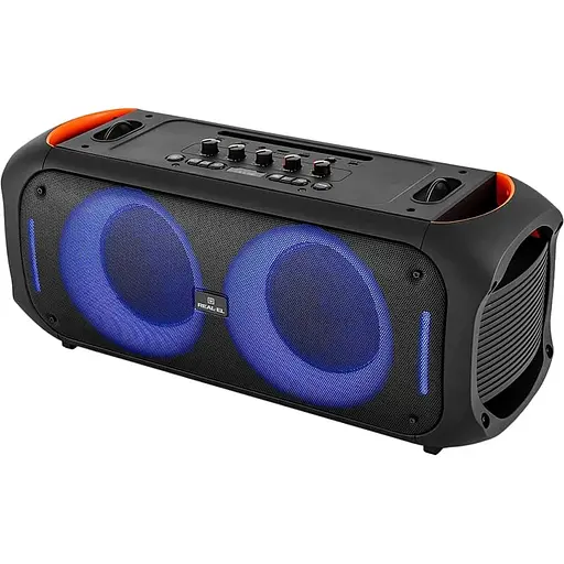 Колонка портативна 2.0 Real-El X-795, Black, 70 Вт (2 x 35 Вт), Bluetooth 5.3, TWS, RGB підсвічування, AUX / USB / microSD, пластик, два мікрофонні входи з функцією місяць, акумулятор (7000 mAh, Type-C), пульт ДК - фото 4