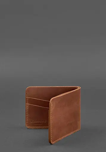 Мужской кожаный портмоне 4.1 (4 кармана) светло-коричневый Crazy Horse - фото 5