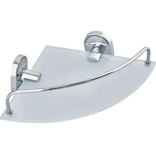 Полка угловая с ограничителем Zerix стекло AFB-0107-1 ZX5073, Хром - фото 1