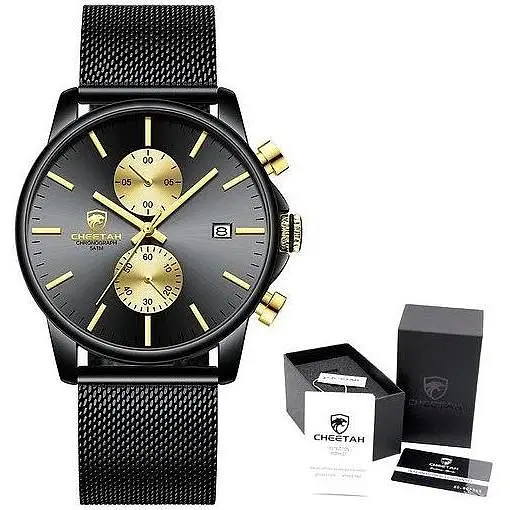 Часы CHEETAH для мужчин Минималистский водонепроницаемый хронограф Часы