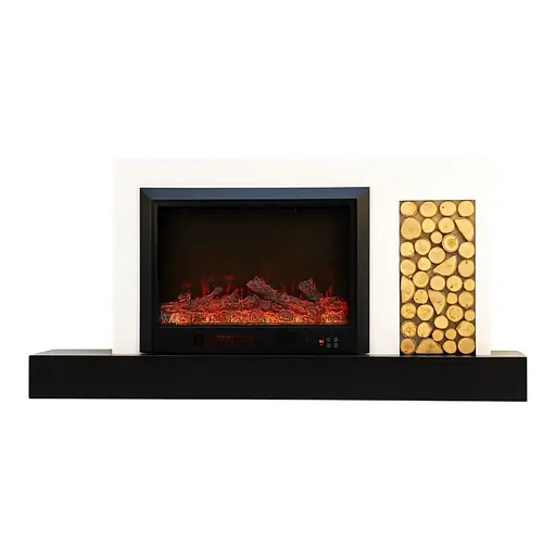 Електричний камін Novela 1500Вт Bluetooth звук потріскування дров White/Black (10080113)