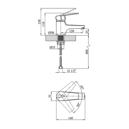 Змішувач для раковини Kroner KRM Odra - C011 (CV019457) - фото 6