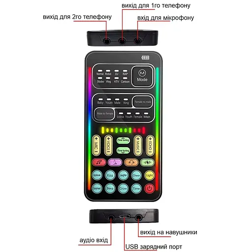 Изменитель голоса с 16-ю режимами изменения голоса и 8 звуковыми эффектами Voice Changer I9 - фото 5