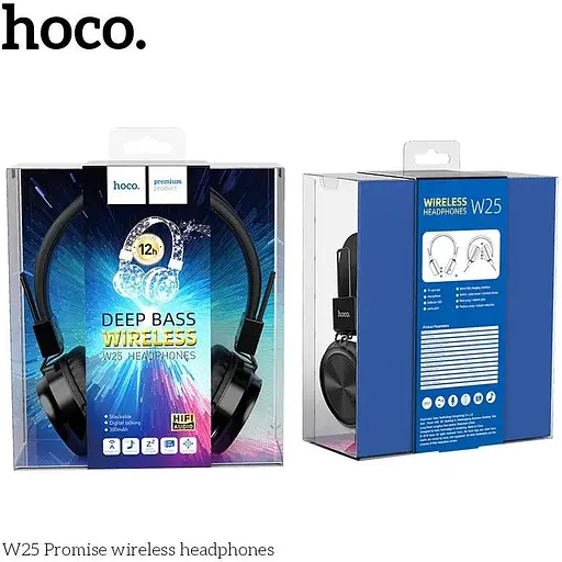 Наушники Bluetooth Hoco Promise W25 с поддержкой карт памяти MicroSD и 3.5 AUX синие - фото 7