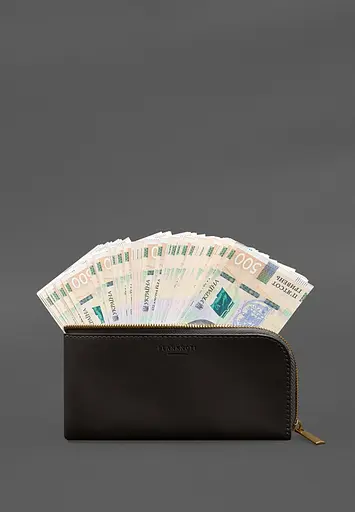 Кожаный портмоне-купюрник на молнии 14.1 темно-коричневый - фото 5