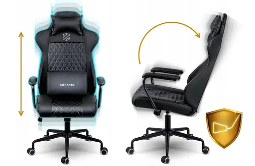 Кожаное офисное кресло с технологией SoftSwing Sofotel Werona Black +2 подушки в подарок - фото 4