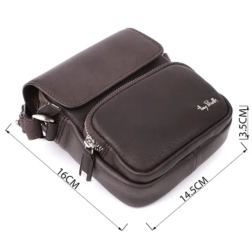 Сумка Tony Perotti из матовой зернистой натуральной кожи 14.5х16х3.5 см sum0028954 - фото 3